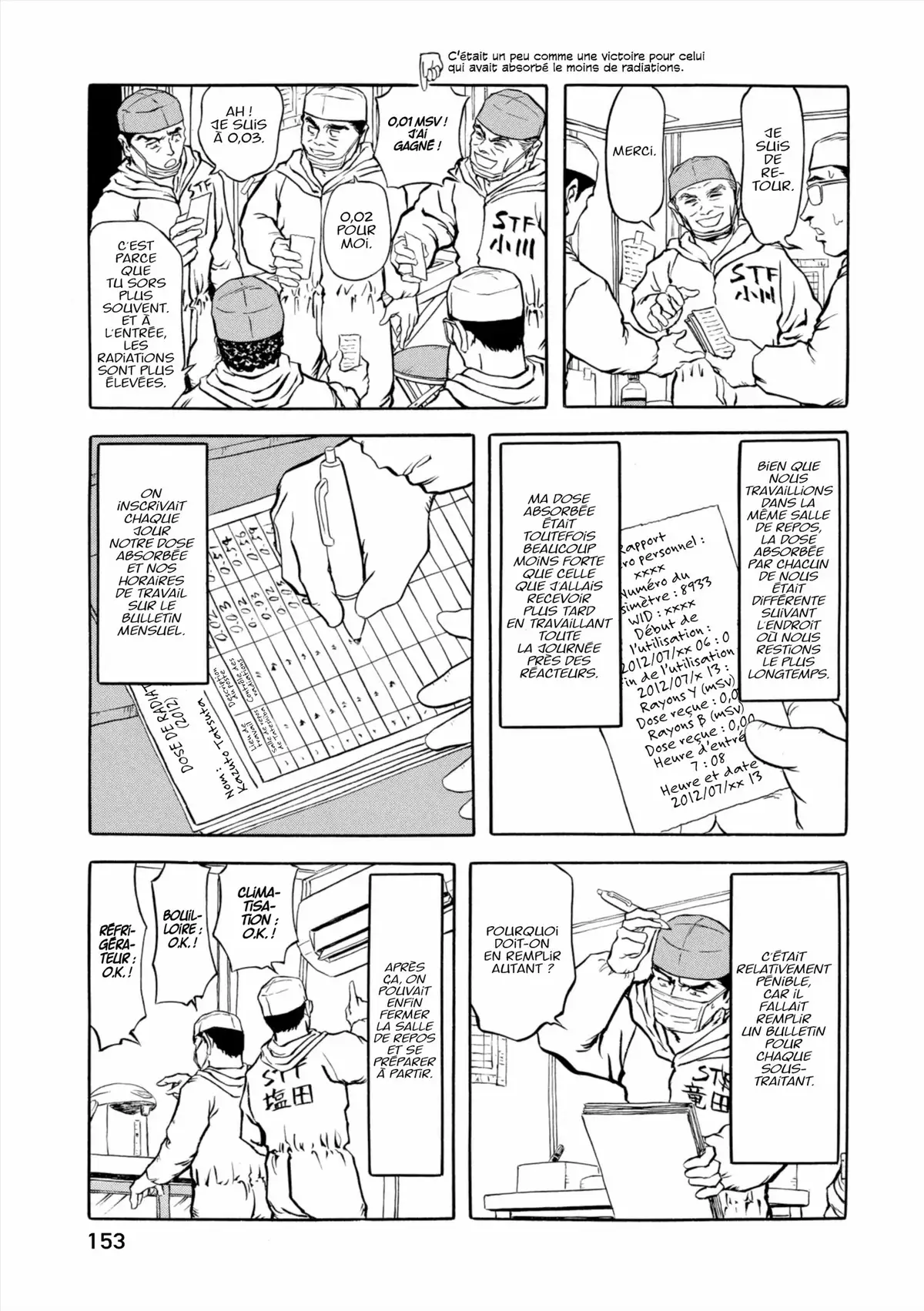 Au Cœur de Fukushima – Journal d’un travailleur de la centrale nucléaire Volume 1 page 154