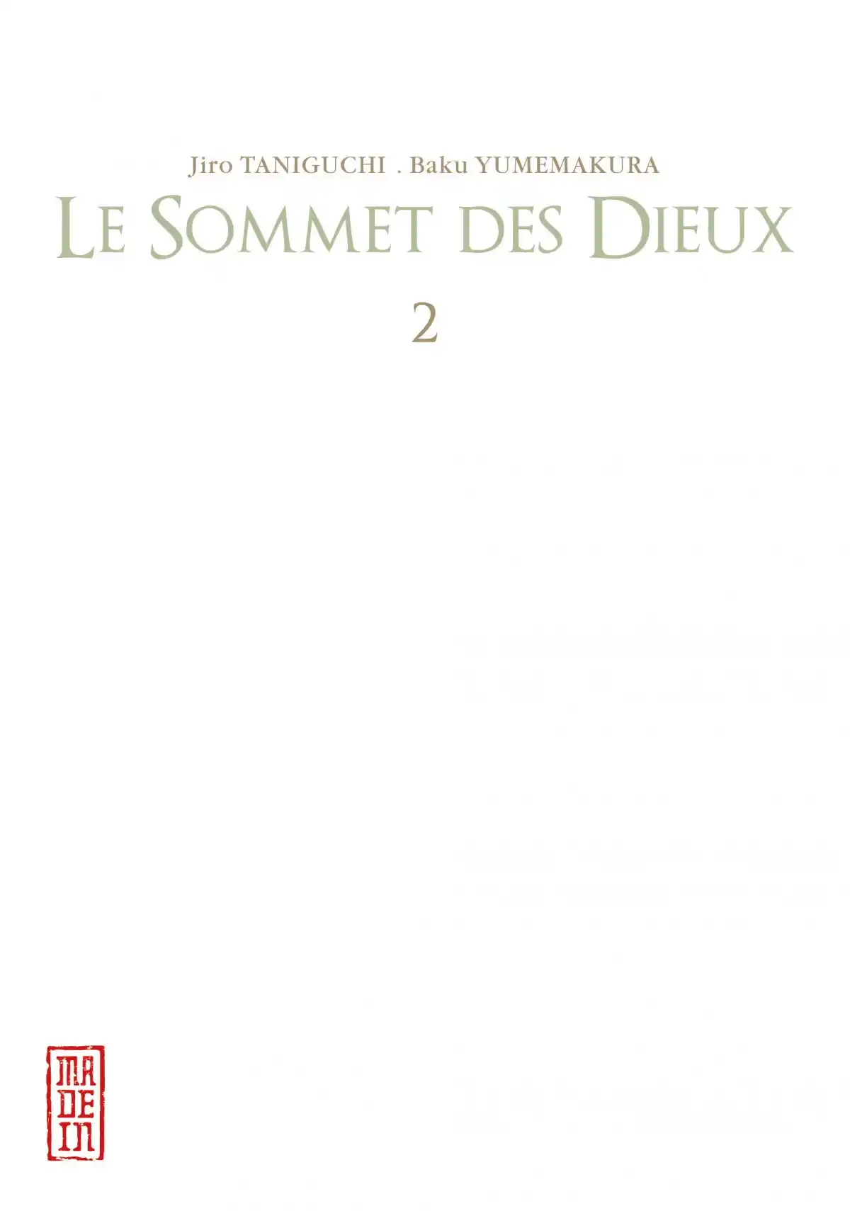 Le Sommet des Dieux Volume 2 page 2